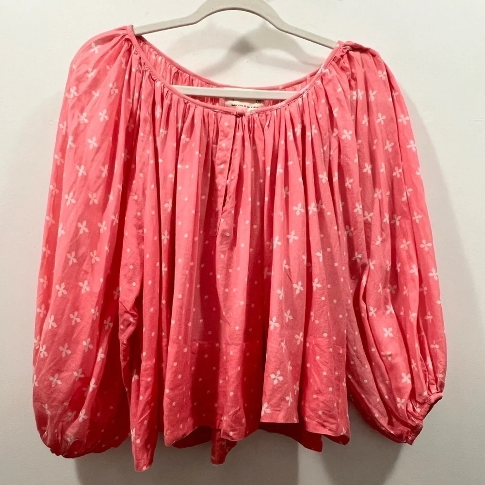 ANTHROPOLOGIE KOPAL Luma Peasant Blouse Pink